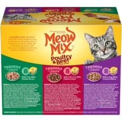 Meow Mix Tender Favorites Poultry & Beef Cat Food Trays Variety Pack -Meow Meals 100237 PT1. AC SS1800 V1670940346