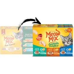 Meow Mix Pate Toppers Seafood & Poultry Variety Pack Cat Food Trays -Meow Meals 100270 PT1. AC SS1800 V1662476220