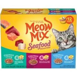 Meow Mix Savory Morsels Seafood Favorites Variety Pack Cat Food Trays
