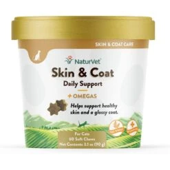 NaturVet Skin & Coat Plus Omegas Soft Chews Skin & Coat Supplement For Cats