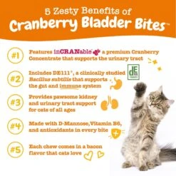 Zesty Paws Cranberry Bladder Bites Bacon Flavored Soft Chews Urinary Supplement For Cats, 60 Count -Meow Meals 1014414 PT1. AC SS1800 V1699288450