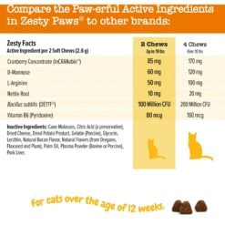 Zesty Paws Cranberry Bladder Bites Bacon Flavored Soft Chews Urinary Supplement For Cats, 60 Count -Meow Meals 1014414 PT4. AC SS1800 V1699288389