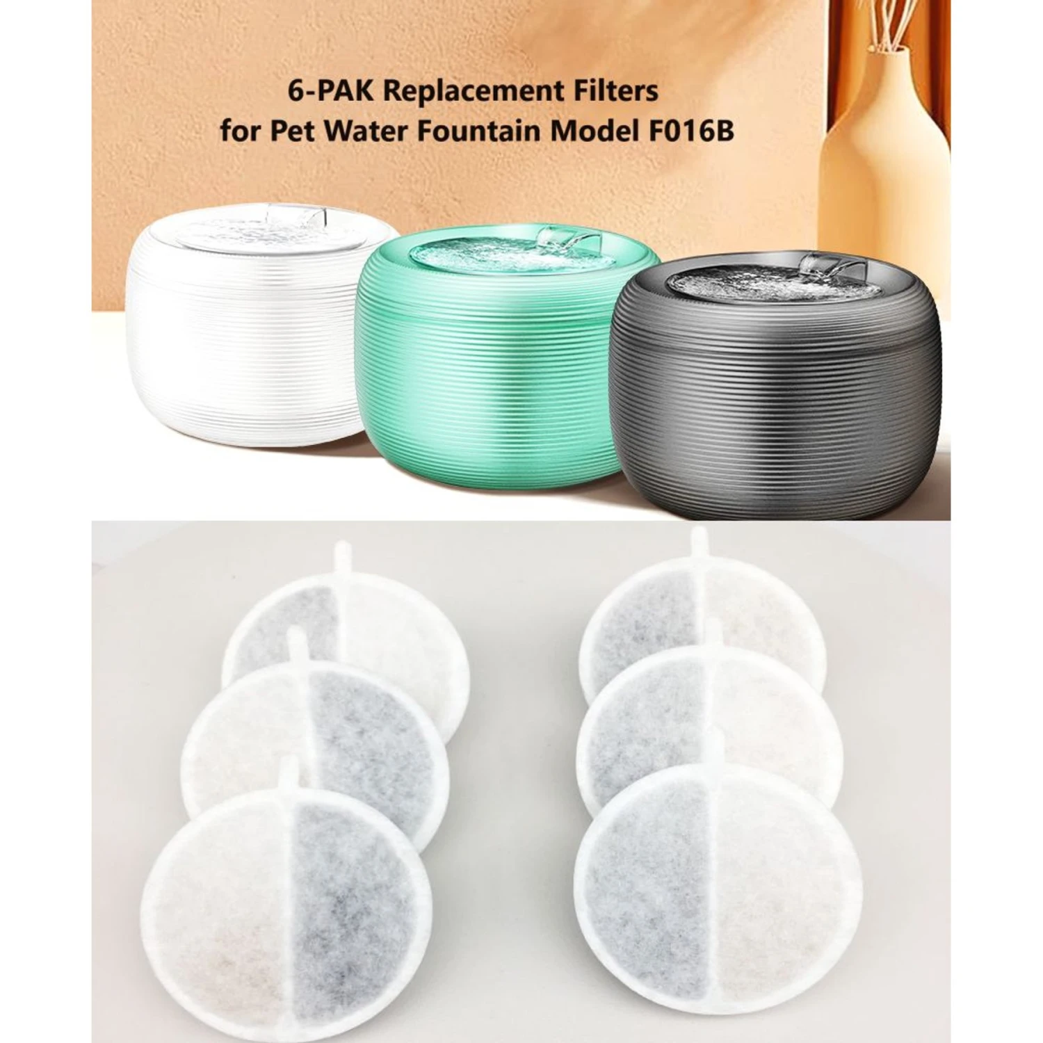 GroovyPets Cat Replacement Fountain Filters, Beige 3 GroovyPets Cat Replacement Fountain Filters, Beige