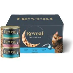 Reveal Natural Fish In Broth Variety Pack Grain-Free Wet Cat Food, 2.47-oz Can, Case Of 8