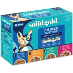 Solid Gold Five Oceans Variety Pack Wet Cat Food, 3-oz Can, Case Of 12