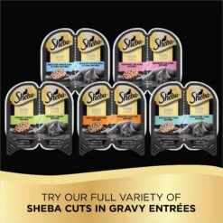 Sheba Perfect Portions Grain-Free Gourmet Salmon Cuts In Gravy Entree Adult Wet Cat Food Trays -Meow Meals 103409 PT5. AC SS1800 V1626994324