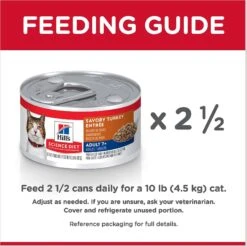 Hill's Science Diet Adult 7+ Savory Turkey Entree Canned Cat Food -Meow Meals 110301 PT7. AC SS1800 V1598539890