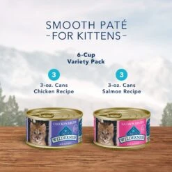 Blue Buffalo Wilderness Pate Kitten Variety Pack With Chicken & Salmon Grain-Free Cat Food -Meow Meals 114188 PT3. AC SS1800 V1600989971