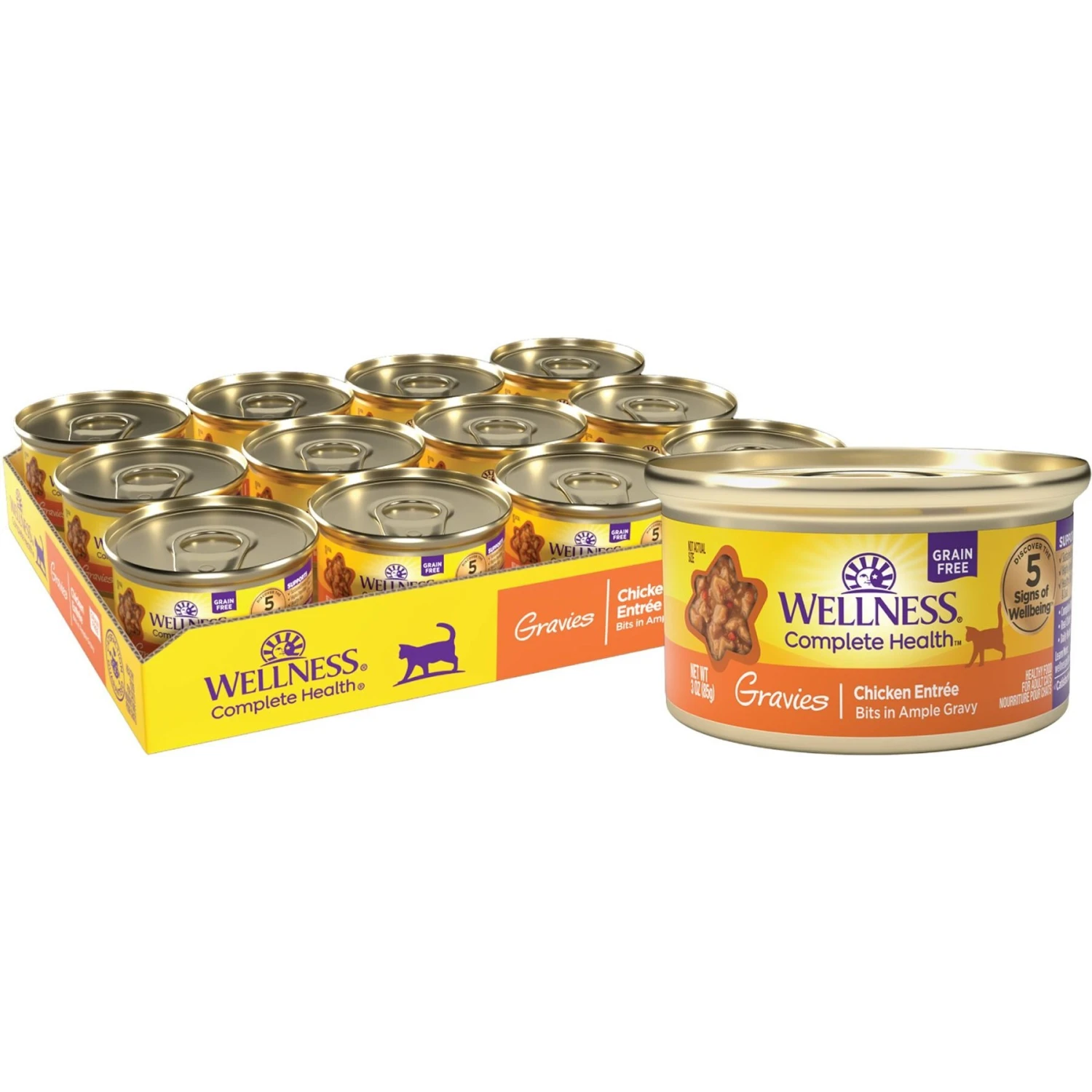 Wellness Natural Grain-Free Gravies Chicken Entrée Canned Cat Food 3 Wellness Natural Grain-Free Gravies Chicken Entrée Canned Cat Food