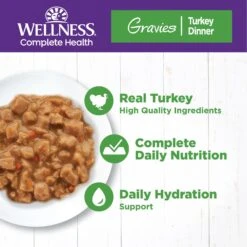Wellness Natural Grain-Free Gravies Turkey Dinner Canned Cat Food -Meow Meals 118856 PT2. AC SS1800 V1695839057