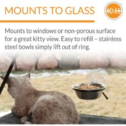 K&H Pet Products EZ Mount Up & Away Kitty Single Diner Stainless Steel Cat Bowl, 1.5-cup -Meow Meals 121172 PT2. AC SS1800 V1627349209