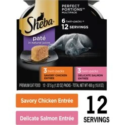 Sheba Perfect Portions Chicken & Salmon Pate Entree Variety Pack Adult Wet Cat Food Trays -Meow Meals 126370 PT2. AC SS1800 V1626816385