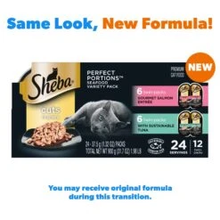 Sheba Perfect Portions Grain-Free Salmon & Sustainable Tuna Cuts In Gravy Entree Variety Pack Adult Wet Cat Food Trays -Meow Meals 126459 PT1. AC SS1800 V1658180524