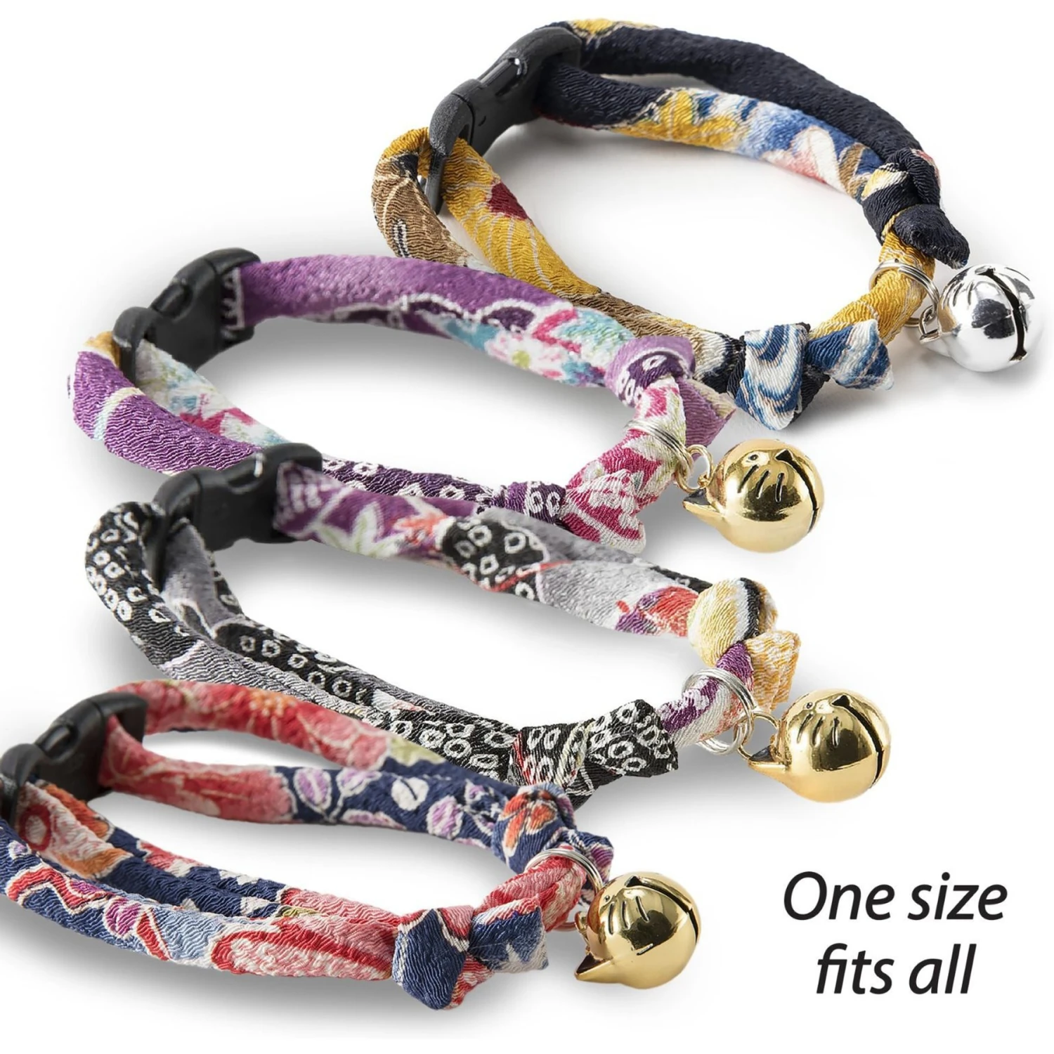 Necoichi Chirimen Fireworks Breakaway Cat Collar With Bell 6 Necoichi Chirimen Fireworks Breakaway Cat Collar With Bell - Image 4