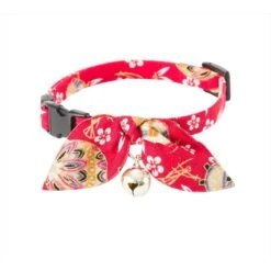 Necoichi Oribon Kimono Bow Tie Cotton Breakaway Cat Collar With Bell