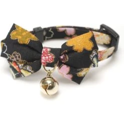 Necoichi Japanese Kimono Bow Tie Cotton Breakaway Cat Collar With Bell