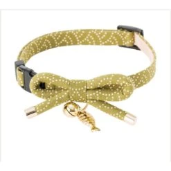 Necoichi Zen Gold Fish Charm Cotton Breakaway Cat Collar With Bell