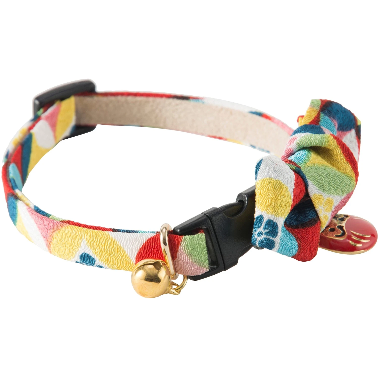 Necoichi Chirimen Daruma Charm Breakaway Cat Collar With Bell 4 Necoichi Chirimen Daruma Charm Breakaway Cat Collar With Bell - Image 2