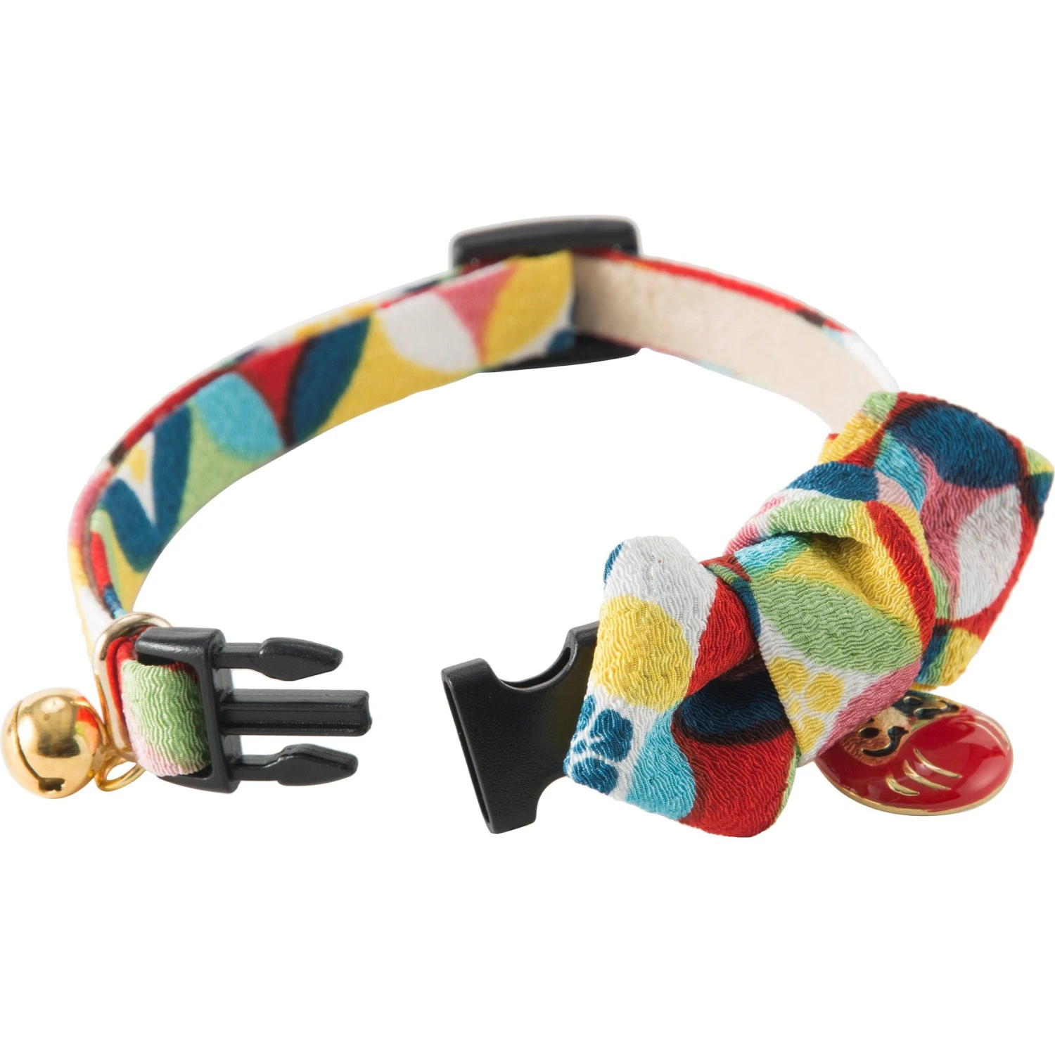 Necoichi Chirimen Daruma Charm Breakaway Cat Collar With Bell 5 Necoichi Chirimen Daruma Charm Breakaway Cat Collar With Bell - Image 3