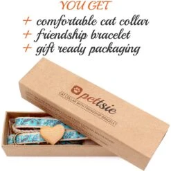 Pettsie Heart Cotton Breakaway Cat Collar With Friendship Bracelet -Meow Meals 139120 PT3. AC SS1800 V1507064999