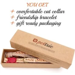 Pettsie Cotton Breakaway Cat Collar With Friendship Bracelet -Meow Meals 139122 PT3. AC SS1800 V1507065009