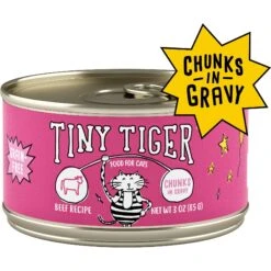 Tiny Tiger Chunks In Gravy Beef Recipe Grain-Free Canned Cat Food