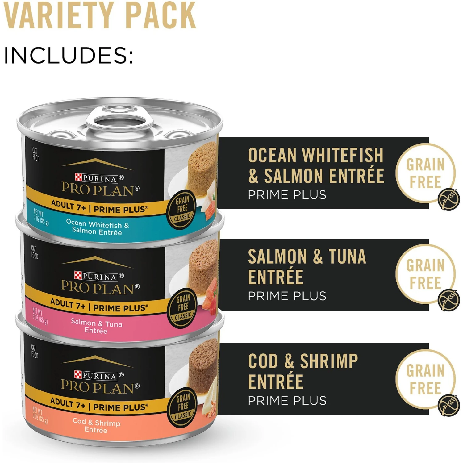 Purina Pro Plan Senior Adult 7+ Seafood Favorites Pate Variety Pack Canned Cat Food 4 Purina Pro Plan Senior Adult 7+ Seafood Favorites Pate Variety Pack Canned Cat Food - Image 2