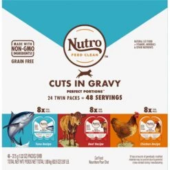 Nutro Perfect Portions Grain-Free Cuts In Gravy Variety Pack Beef, Tuna & Chicken Recipe Adult Wet Cat Food Trays -Meow Meals 148862 PT1. AC SS1800 V1702678348