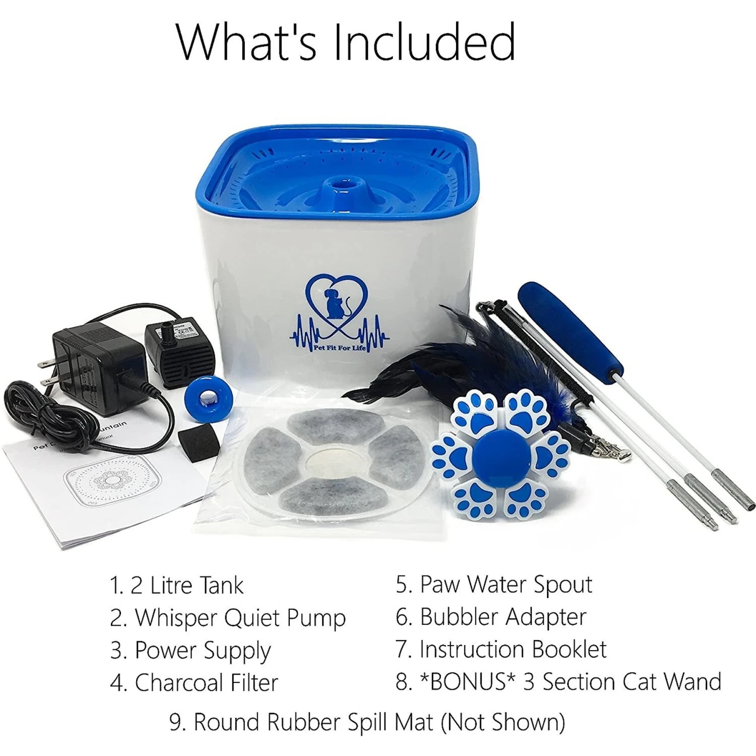 Pet Fit For Life Plastic Cat Water Fountain With Cat Wand & Mat, 67-oz 8 Pet Fit For Life Plastic Cat Water Fountain With Cat Wand & Mat, 67-oz - Image 6