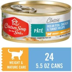 Chicken Soup For The Soul Weight & Mature Care Ocean Fish, Chicken & Turkey Recipe Pate Canned Cat Food -Meow Meals 165137 PT8. AC SS1800 V1600383980