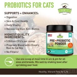 Strawfield Pets Pre + Probiotic Powder Cat Supplement -Meow Meals 169441 PT6. AC SS1800 V1557864757