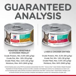 Hill's Science Diet Adult Perfect Weight Vegetable & Chicken & Liver & Chicken Variety Pack Canned Cat Food -Meow Meals 181105 PT7. AC SS1800 V1595643062