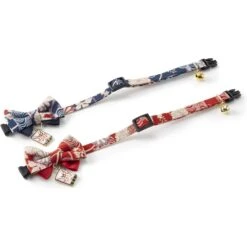 Necoichi Kabuki Charm Bow Tie Cotton Breakaway Cat Collar With Bell -Meow Meals 183481 PT5. AC SS1800 V1565879838