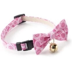 Necoichi Kiku Ribbon Bow Tie Cotton Breakaway Cat Collar With Bell -Meow Meals 183483 PT2. AC SS1800 V1565879840