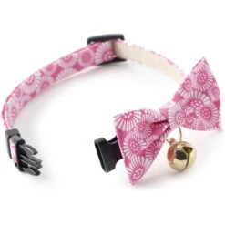 Necoichi Kiku Ribbon Bow Tie Cotton Breakaway Cat Collar With Bell -Meow Meals 183483 PT3. AC SS1800 V1565879841