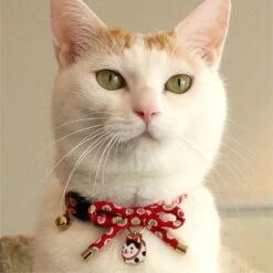 Necoichi ZEN Hariko Charm Cotton Breakaway Cat Collar With Bell -Meow Meals 183496 PT6. AC SS1800 V1565879885