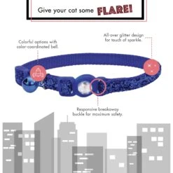 Safe Cat Jeweled Glitter Polyester Breakaway Cat Collar With Bell -Meow Meals 202128 PT3. AC SS1800 V1628573494