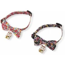Necoichi Lucky Charm Bow Tie Cotton Breakaway Cat Collar With Bell -Meow Meals 205965 PT3. AC SS1800 V1606867642