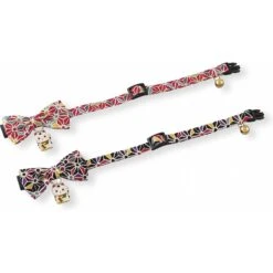Necoichi Lucky Charm Bow Tie Cotton Breakaway Cat Collar With Bell -Meow Meals 205965 pt2. AC SS1800 V1573750707
