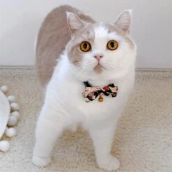 Necoichi Chirimen Kimono Bow Tie Breakaway Cat Collar With Bell -Meow Meals 205968 PT4. AC SS1800 V1606868841