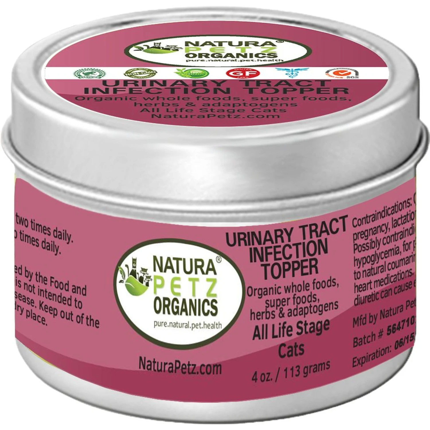 Natura Petz Organics Urinary Tract Infection Turkey Flavored Powder Urinary & Kidney Supplement For Cats, 4-oz Tin 3 Natura Petz Organics Urinary Tract Infection Turkey Flavored Powder Urinary & Kidney Supplement For Cats, 4-oz Tin