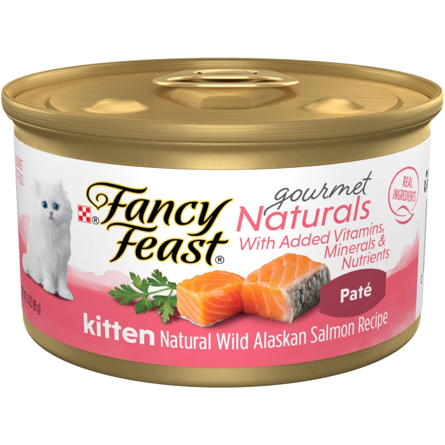 Fancy Feast Gourmet Naturals Natural Wild Alaskan Salmon Recipe Grain-Free Pate Kitten Canned Cat Food, 3-oz Can, Case Of 12 3 Fancy Feast Gourmet Naturals Natural Wild Alaskan Salmon Recipe Grain-Free Pate Kitten Canned Cat Food, 3-oz Can, Case Of 12