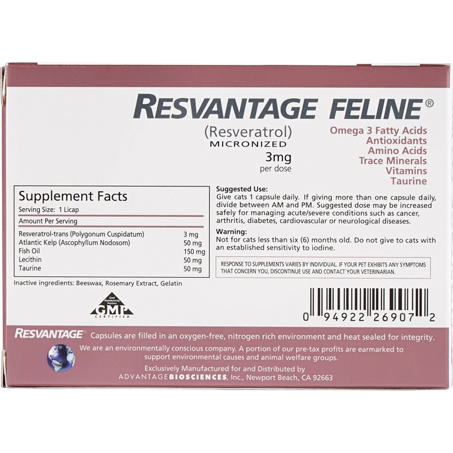 Resvantage Feline Longevity Cat Supplement 4 Resvantage Feline Longevity Cat Supplement - Image 2