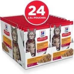 Hill's Science Diet Adult Chicken & Spinach Casserole Recipe Cat Food, 2.8-oz Pouch, Case Of 24 -Meow Meals 218067 PT2. AC SS1800 V1581441179