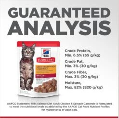 Hill's Science Diet Adult Chicken & Spinach Casserole Recipe Cat Food, 2.8-oz Pouch, Case Of 24 -Meow Meals 218067 PT6. AC SS1800 V1598150196
