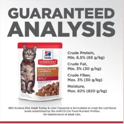 Hill's Science Diet Adult Turkey & Liver Casserole Recipe Cat Food, 2.8-oz Pouch, Case Of 24 -Meow Meals 218069 PT6. AC SS1800 V1598155885