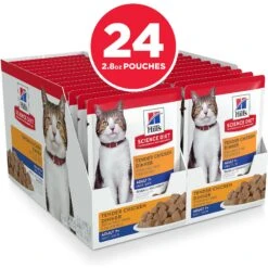Hill's Science Diet Adult 7+ Tender Chicken Recipe Cat Food, 2.8-oz Pouch, Case Of 24 -Meow Meals 218071 PT2. AC SS1800 V1581441192