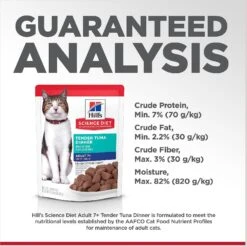 Hill's Science Diet Adult 7+ Tender Tuna Recipe Cat Food, 2.8-oz Pouch, Case Of 24 -Meow Meals 218073 PT6. AC SS1800 V1598157080