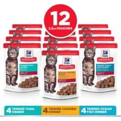 Hill's Science Diet Adult Tender Dinner Variety Pack Cat Food, 2.8-oz Pouch, Case Of 12 -Meow Meals 218075 PT2. AC SS1800 V1581441189