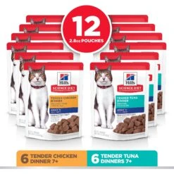 Hill's Science Diet Adult 7+ Tender Dinner Variety Pack Cat Food, 2.8-oz Pouch, Case Of 12 -Meow Meals 218077 PT2. AC SS1800 V1581441186